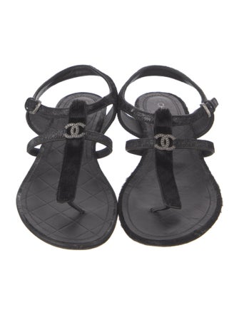 Chanel 2015 Interlocking CC Logo T-Strap Sandals