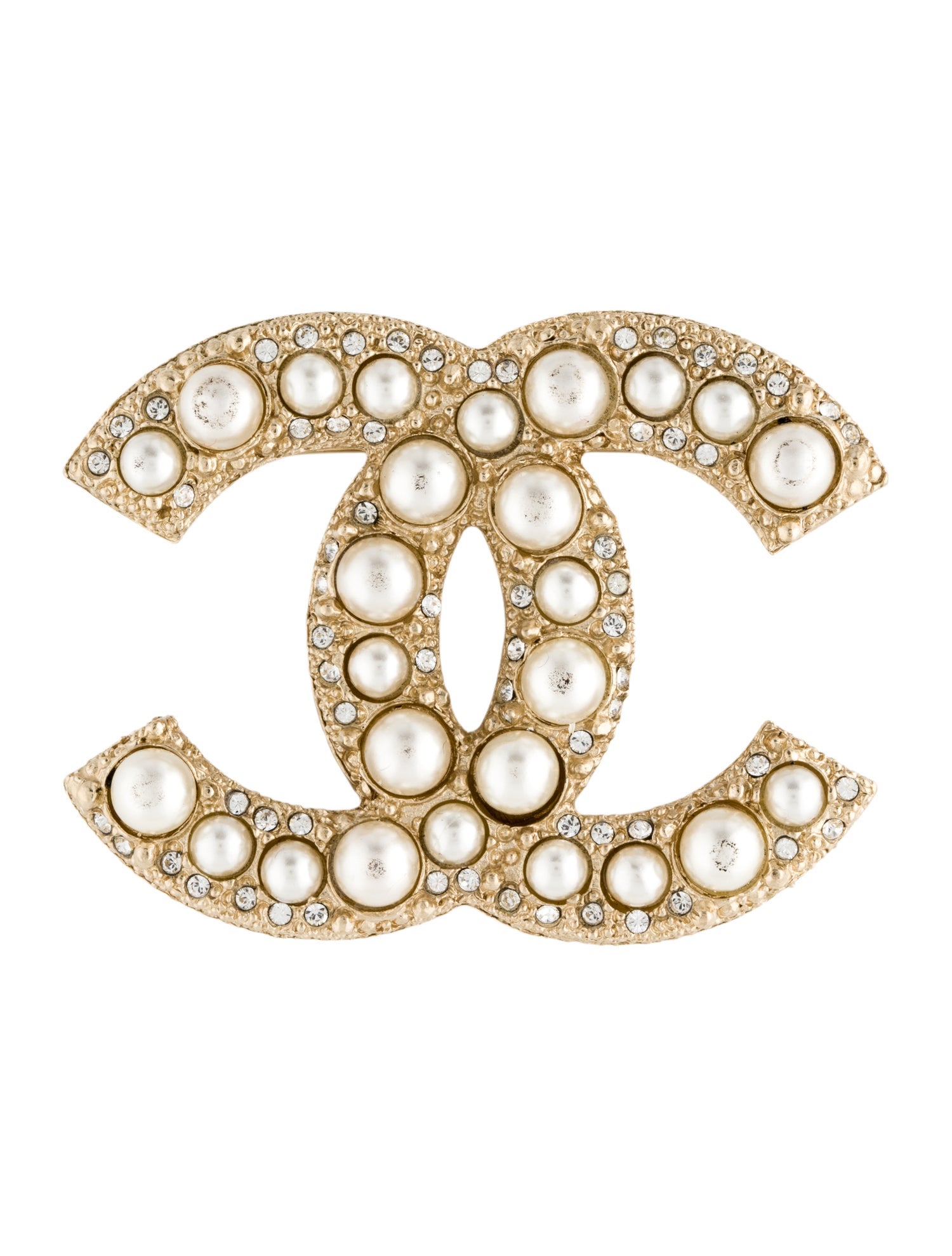 Chanel Faux Pearl & Strass CC Brooch