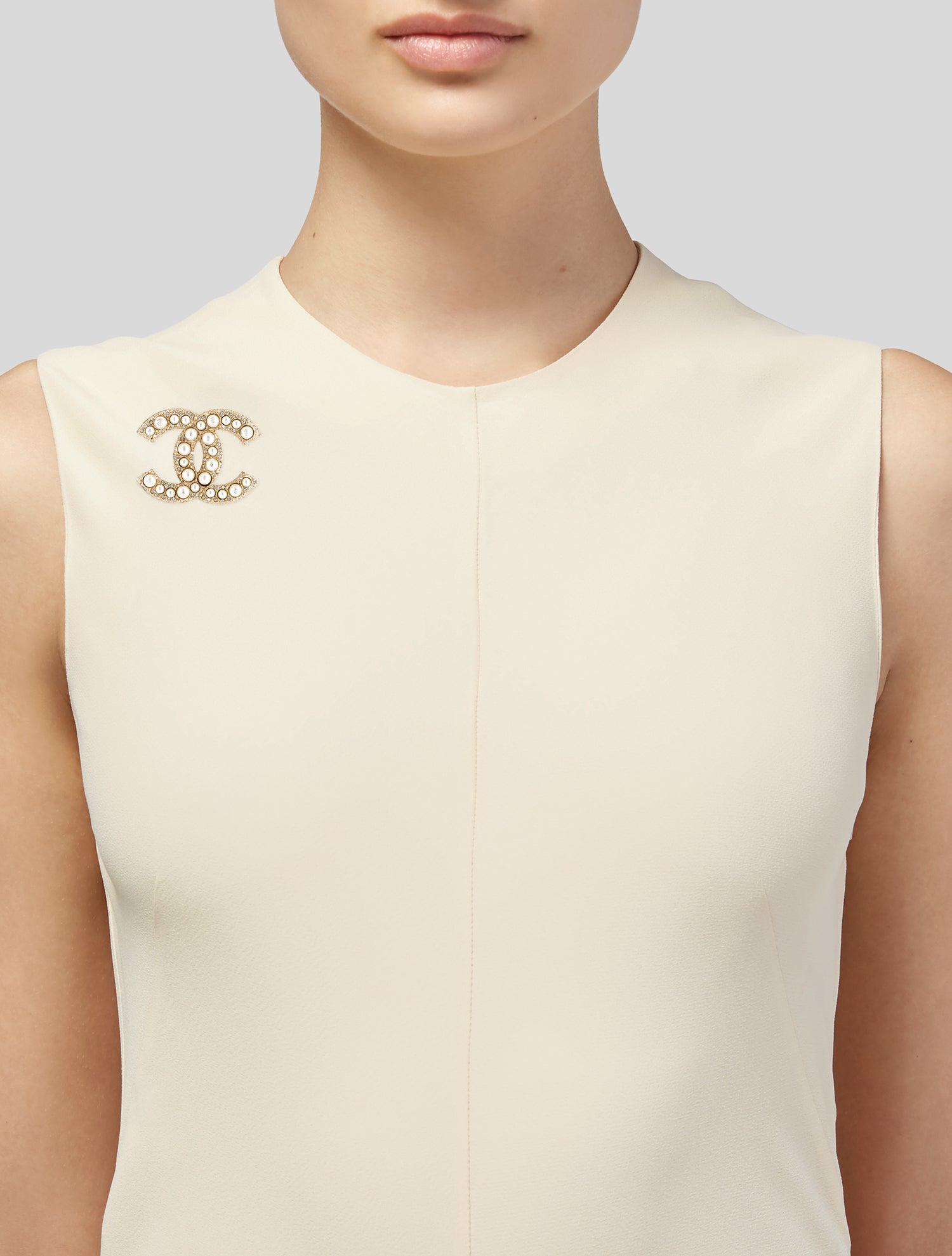 Chanel Faux Pearl & Strass CC Brooch
