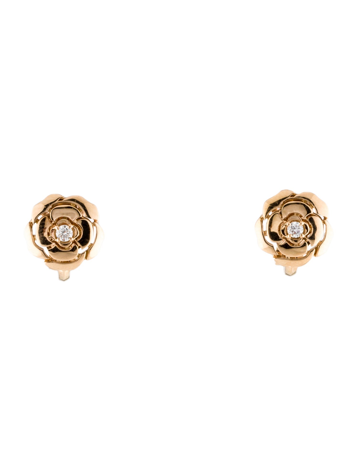 Chanel 18K Diamond Extrait de Camélia Earrings