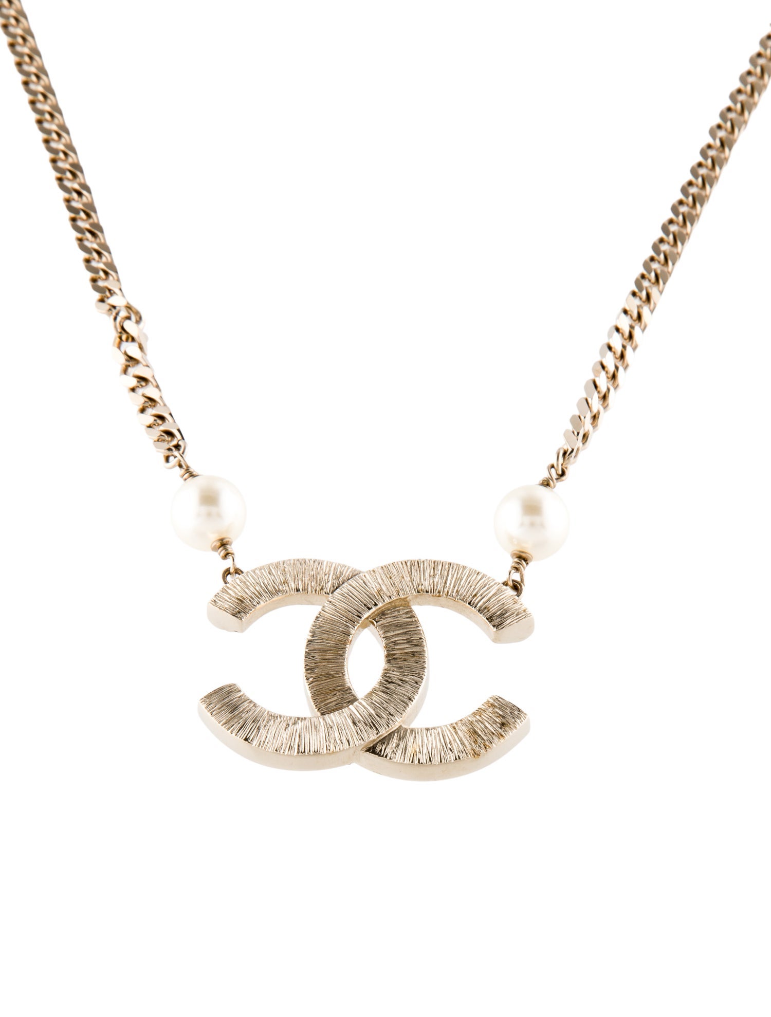 Chanel Faux Pearl& Strass CC Pendant Necklace