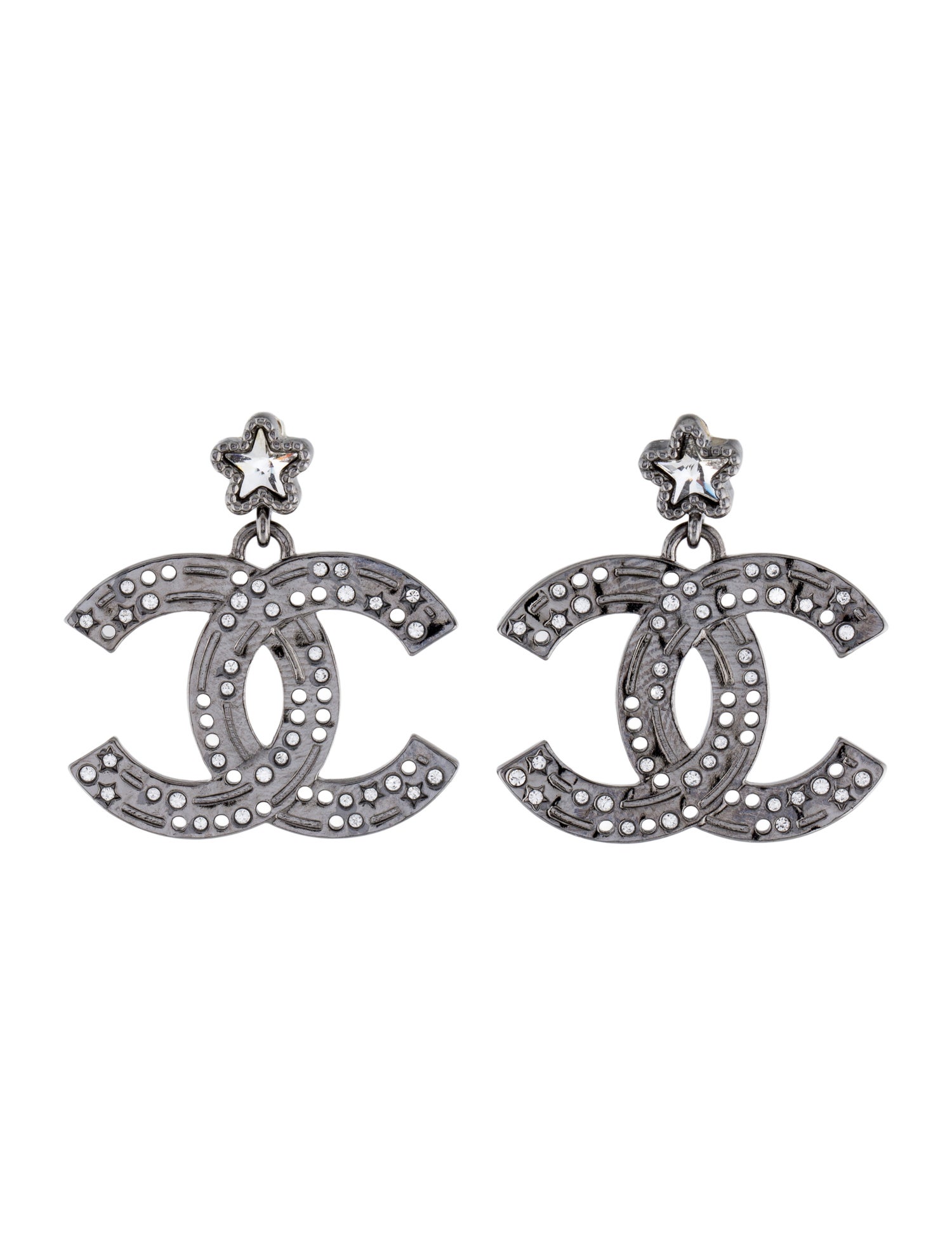 Chanel 2024 Strass Star CC Stud Earrings