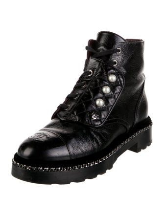 Chanel 2018 Interlocking CC Logo Combat Boots