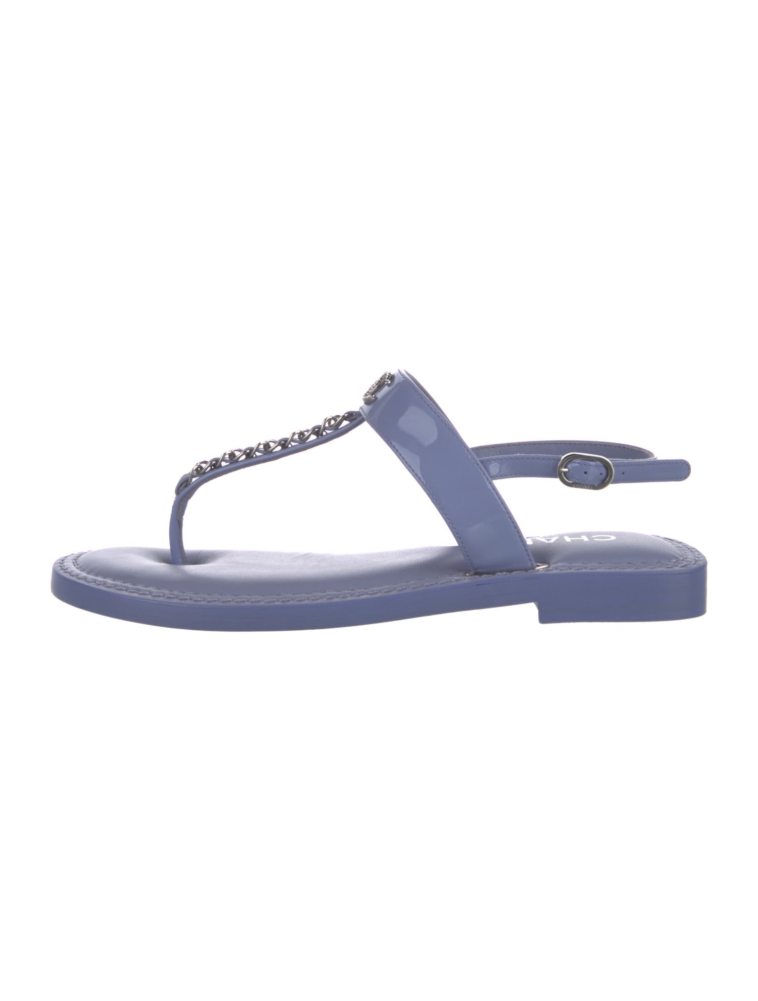 Chanel 2022 Interlocking CC Logo T-Strap Sandals