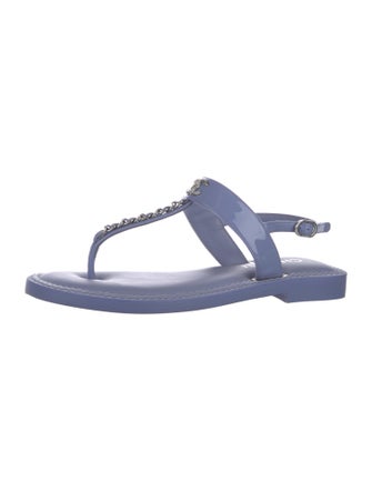 Chanel 2022 Interlocking CC Logo T-Strap Sandals