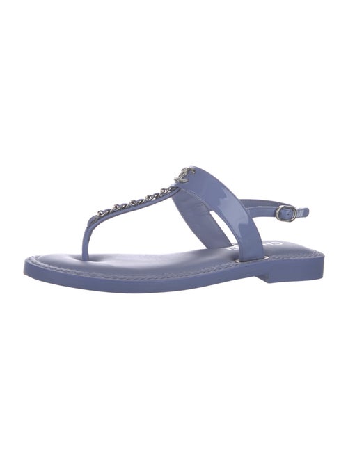 Chanel 2022 Interlocking CC Logo T-Strap Sandals