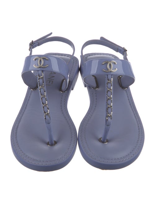 Chanel 2022 Interlocking CC Logo T-Strap Sandals