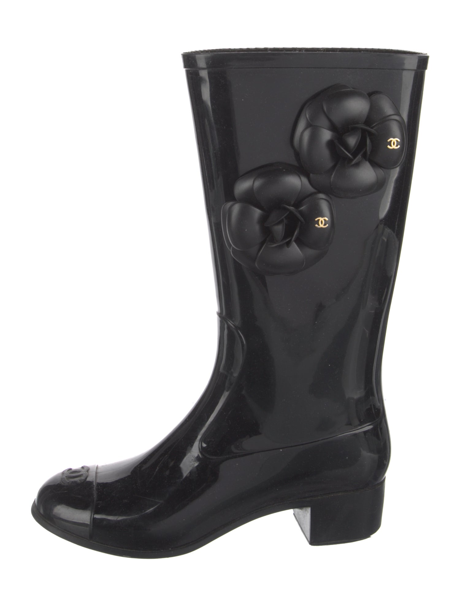 Chanel Interlocking CC Logo Rubber Rain Boots