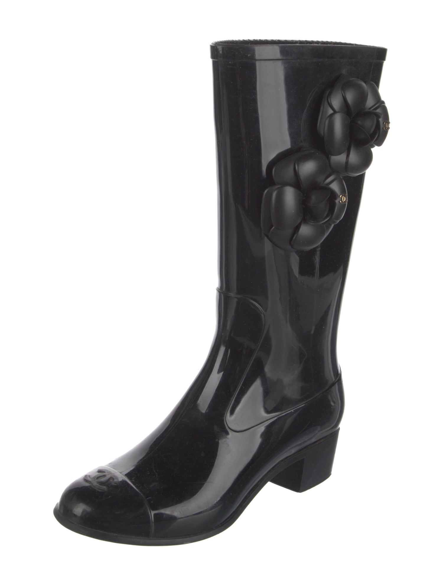 Chanel Interlocking CC Logo Rubber Rain Boots