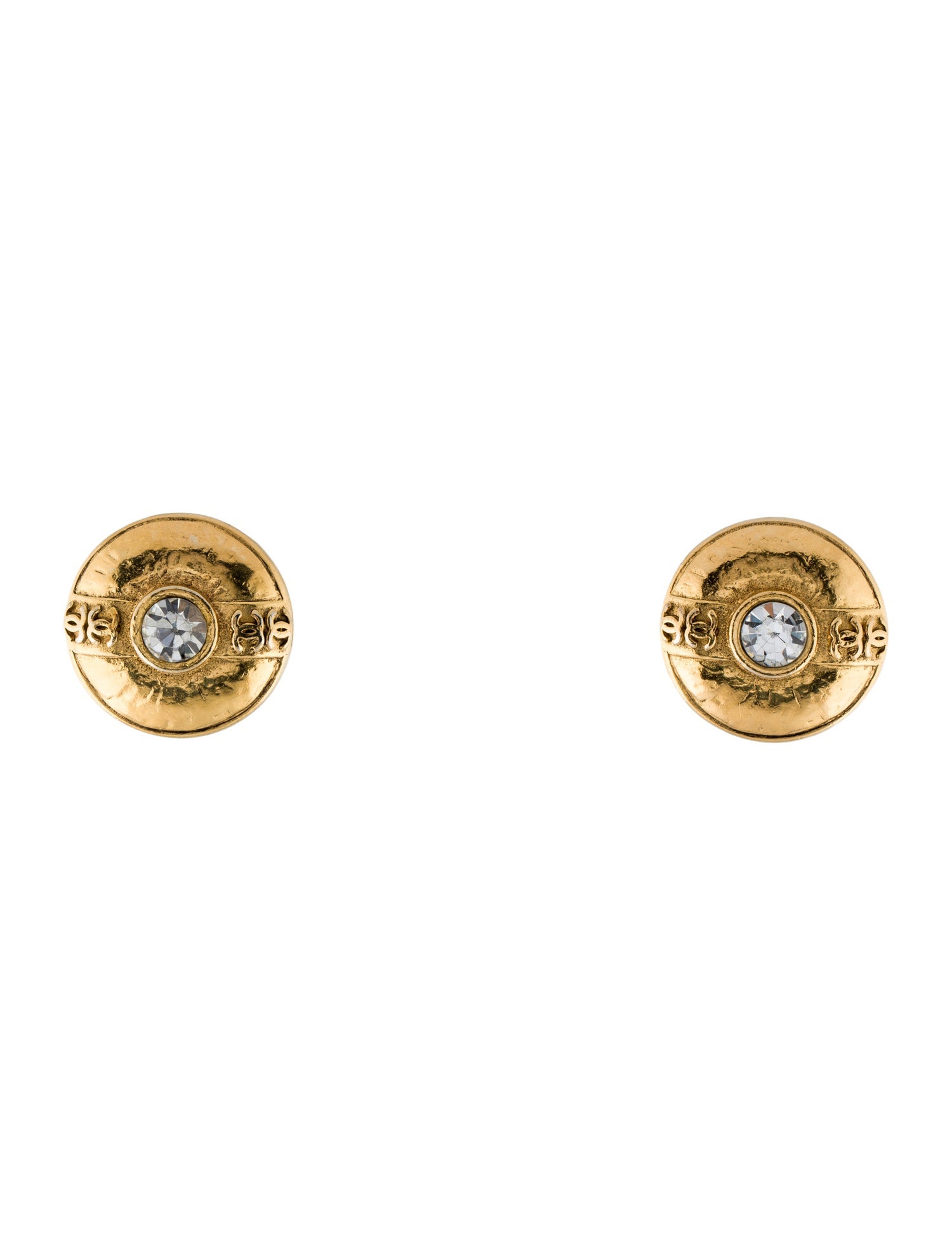 Chanel Vintage Strass CC Clip-On Earrings