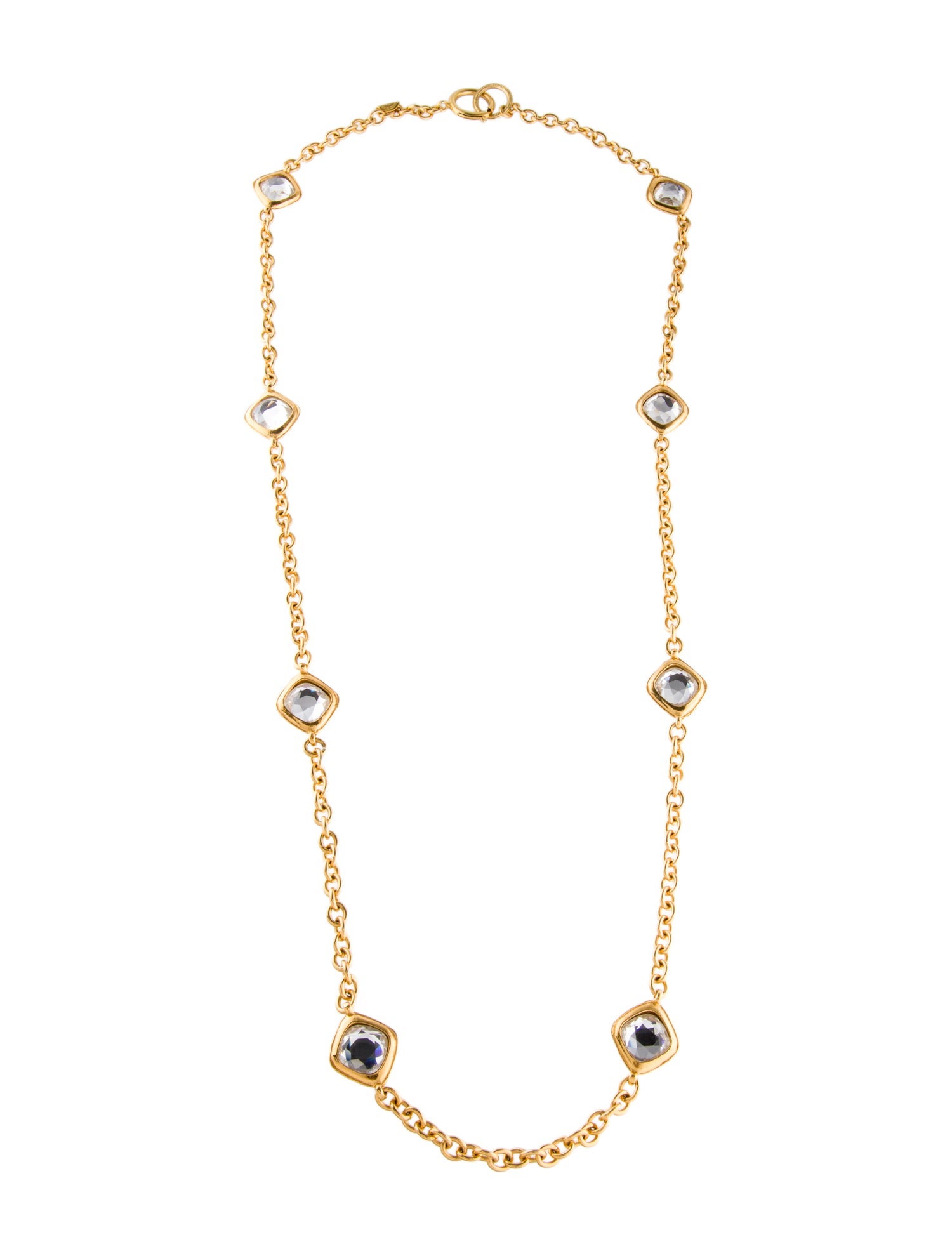 Chanel Vintage Strass Quilted Station Necklace