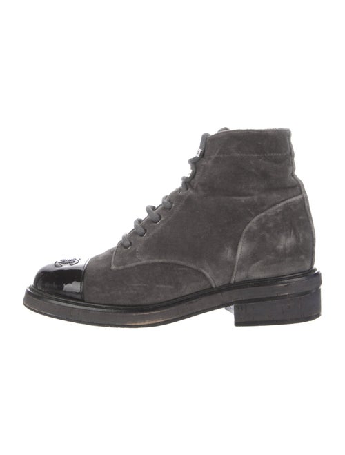Chanel Interlocking CC Logo Suede Combat Boots