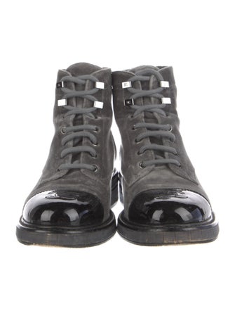 Chanel Interlocking CC Logo Suede Combat Boots