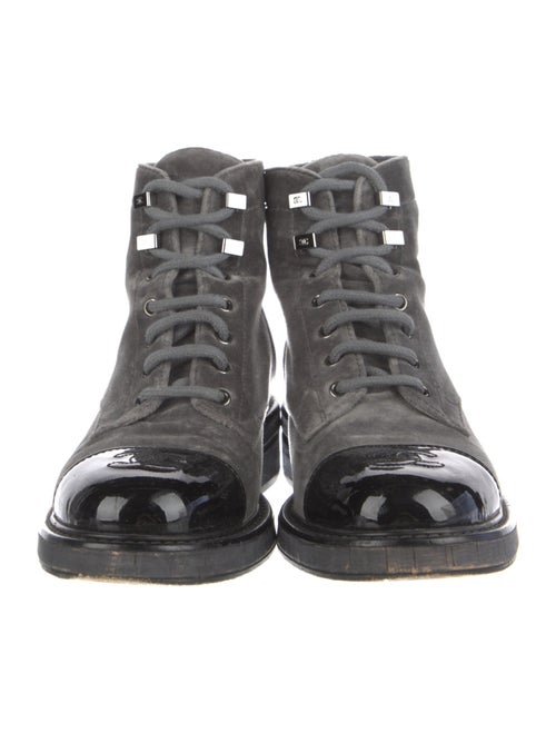 Chanel Interlocking CC Logo Suede Combat Boots