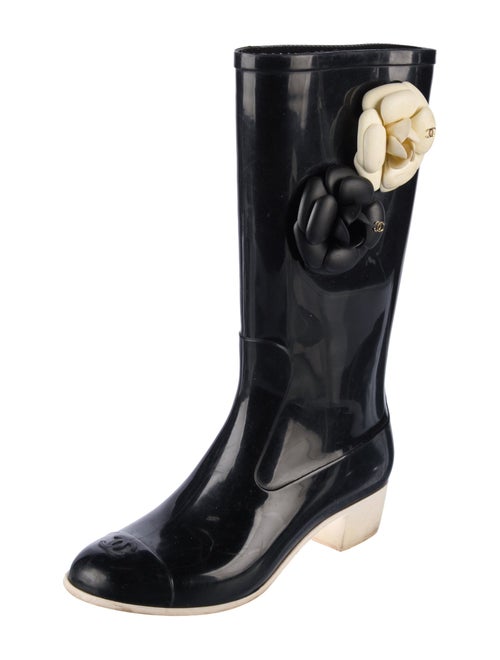 Chanel Interlocking CC Logo Rubber Rain Boots