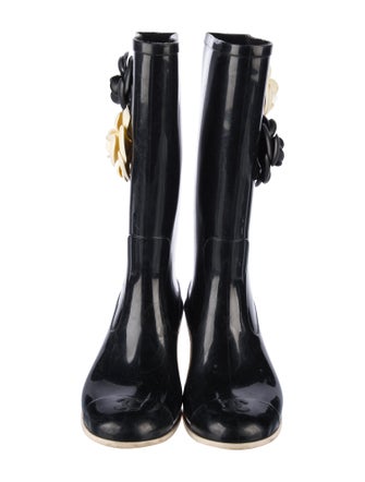 Chanel Interlocking CC Logo Rubber Rain Boots