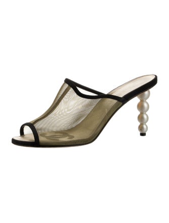 Chanel Interlocking CC Logo Mesh T-Strap Sandals