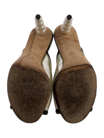 Chanel Interlocking CC Logo Mesh T-Strap Sandals