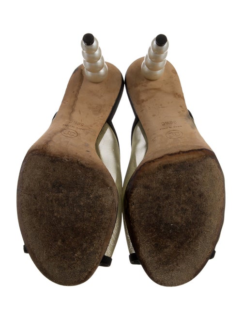 Chanel Interlocking CC Logo Mesh T-Strap Sandals