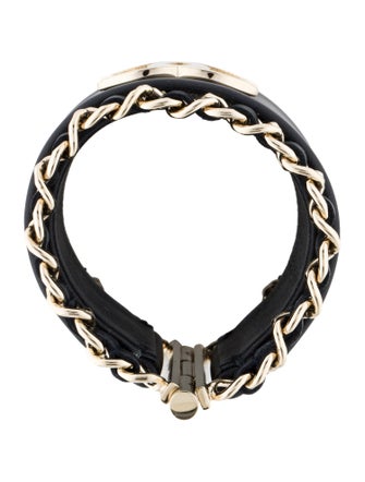 Chanel Leather CC Cuff Bracelet
