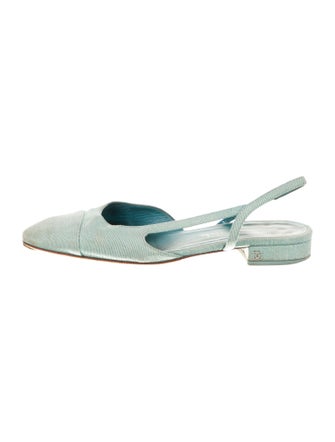 Chanel Interlocking CC Logo Denim Slingback Flats