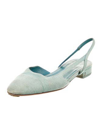 Chanel Interlocking CC Logo Denim Slingback Flats