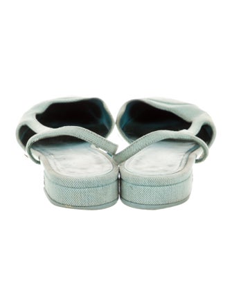 Chanel Interlocking CC Logo Denim Slingback Flats