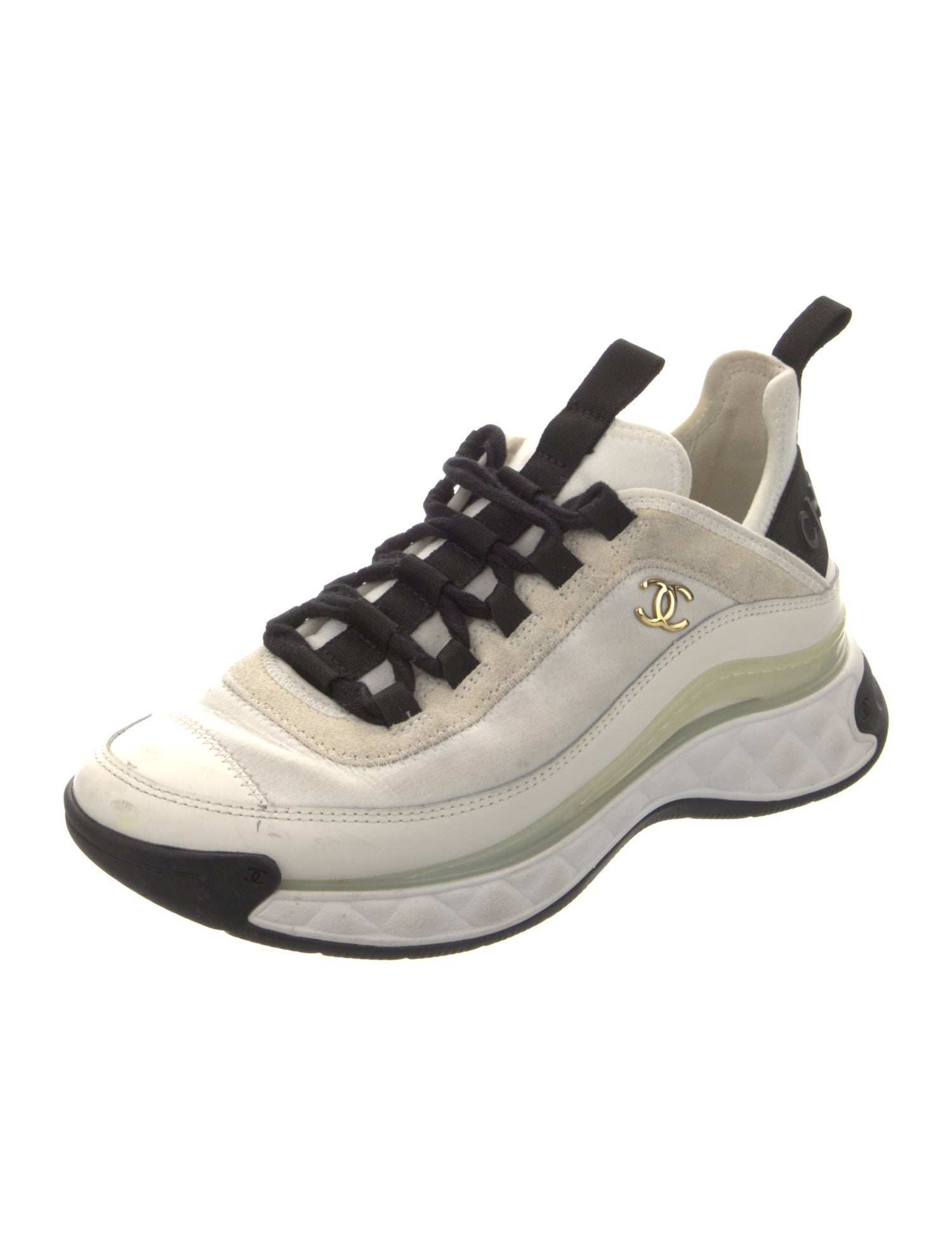 Chanel Interlocking CC Logo Leather Sneakers