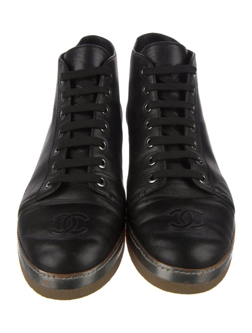 Chanel 2015 Interlocking CC Logo Lace-Up Boots