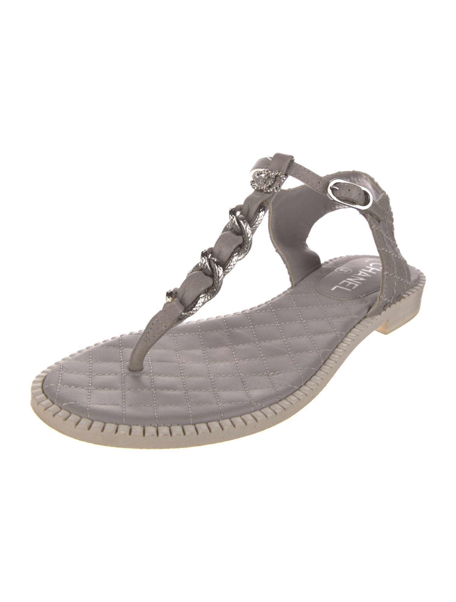 Chanel 2015 Interlocking CC Logo T-Strap Sandals