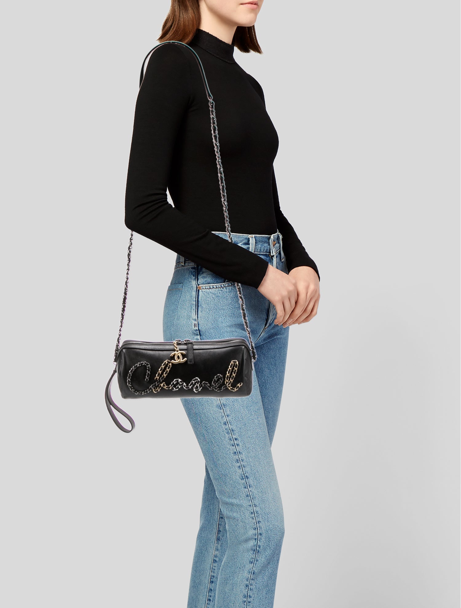 Chanel Written In Chain Bowling Bag