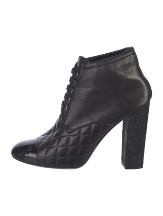 Chanel Interlocking CC Logo Lambskin Lace-Up Boots