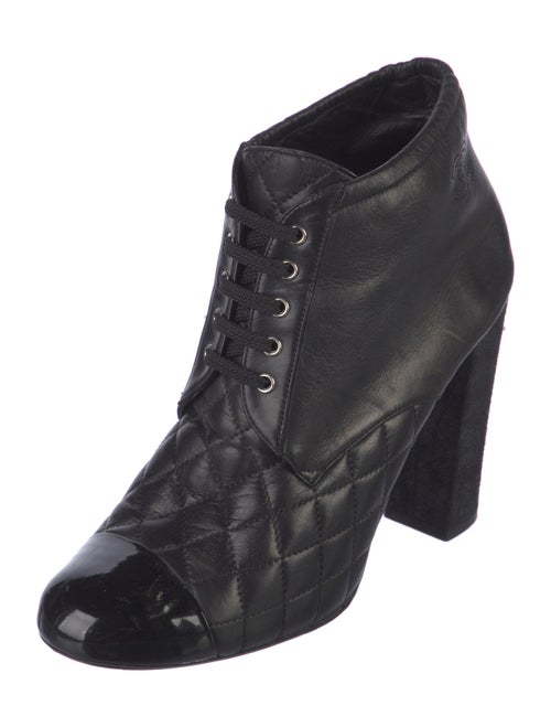 Chanel Interlocking CC Logo Lambskin Lace-Up Boots