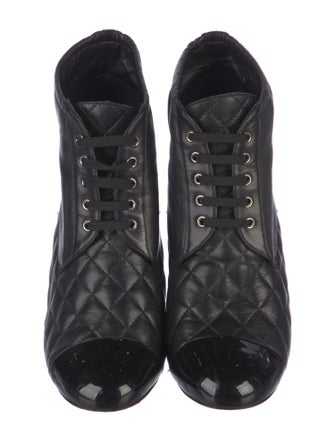 Chanel Interlocking CC Logo Lambskin Lace-Up Boots