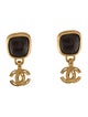 Chanel Vintage Hammered CC Logo Clip-On Drop Earrings