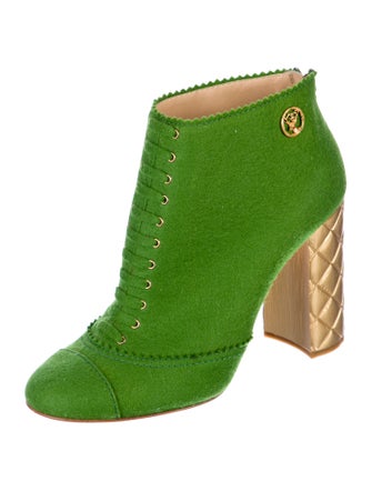 Chanel 2015 Quilted Pattern Lace-Up Boots