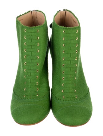 Chanel 2015 Quilted Pattern Lace-Up Boots