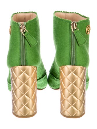 Chanel 2015 Quilted Pattern Lace-Up Boots