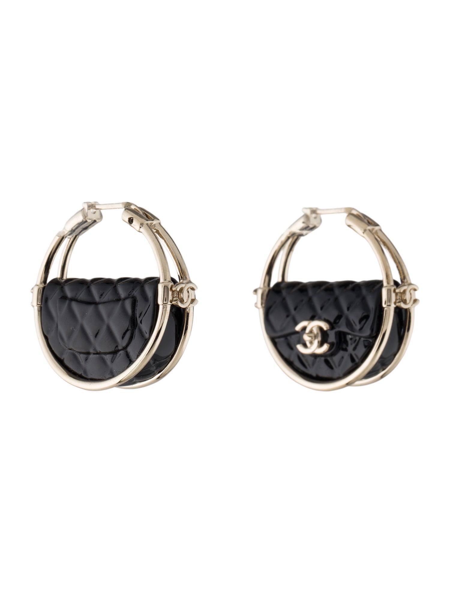Chanel 2023 Resin Flap Bag CC Hoop Earrings