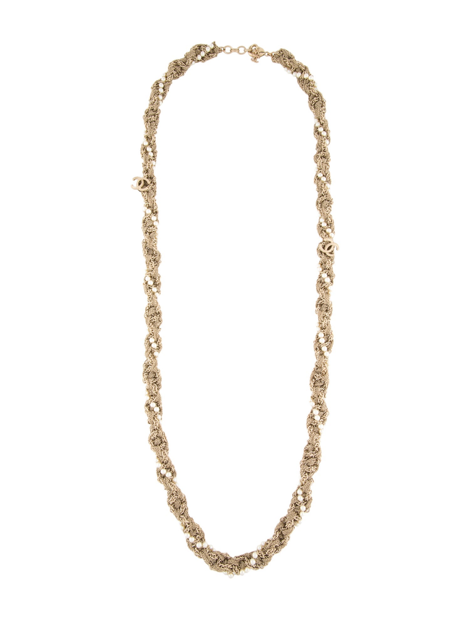 Chanel Faux Pearl Twist Chain Necklace