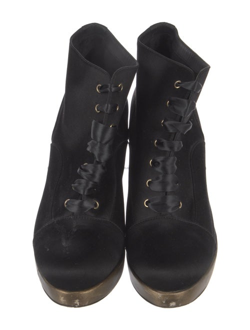 Chanel 2010 Interlocking CC Logo Lace-Up Boots