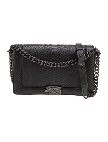 Chanel Shoulder Bags Large Python Boy Bag