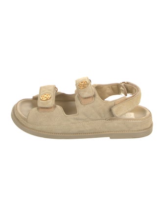 Chanel Interlocking CC Logo Suede Sandals