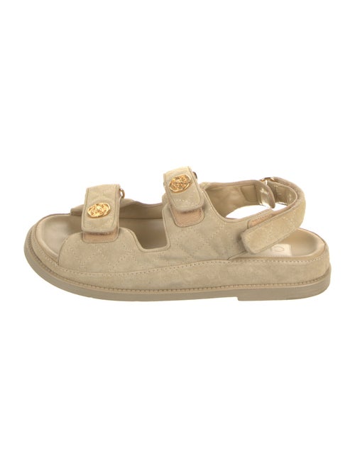Chanel Interlocking CC Logo Suede Sandals
