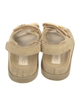 Chanel Interlocking CC Logo Suede Sandals