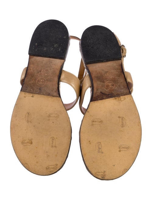 Chanel Interlocking CC Logo Leather T-Strap Sandals