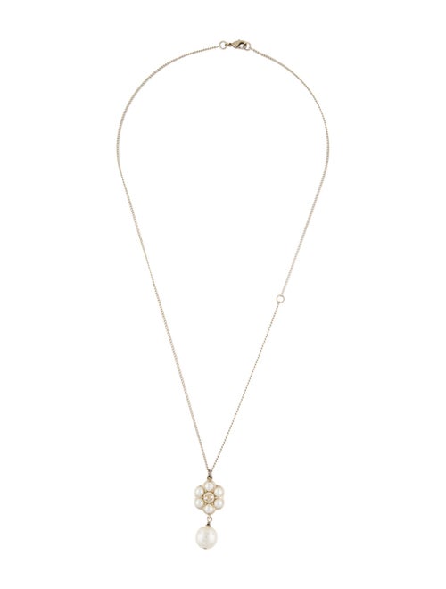 Chanel Faux Pearl CC Pendant Necklace