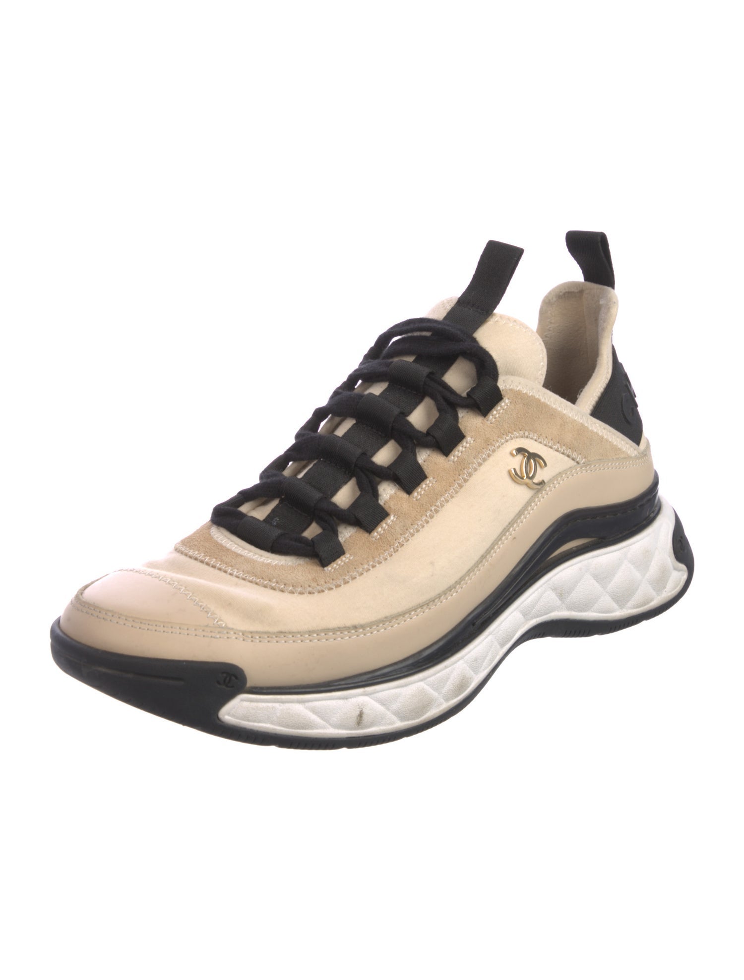 Chanel Interlocking CC Logo Suede Sneakers