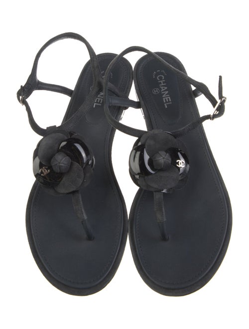 Chanel Interlocking CC Logo Suede Slingback Sandals