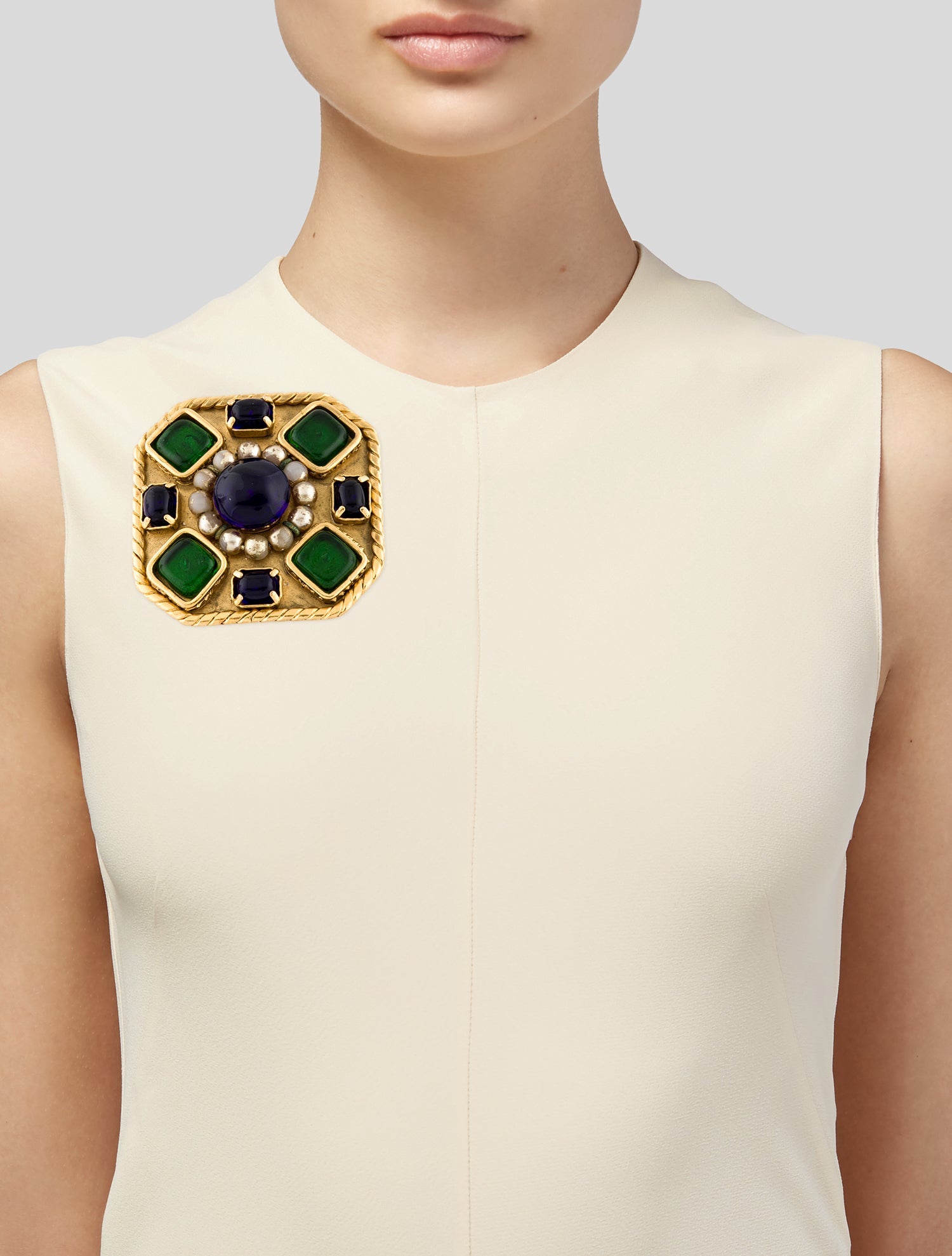 Chanel Vintage Faux Pearl & Gripoix Brooch